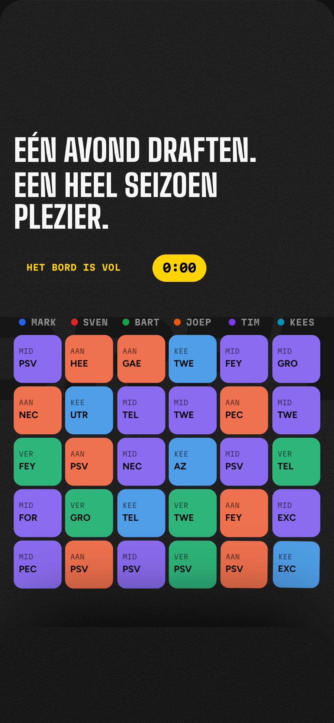 DRFT mobiel, een vol draftbord