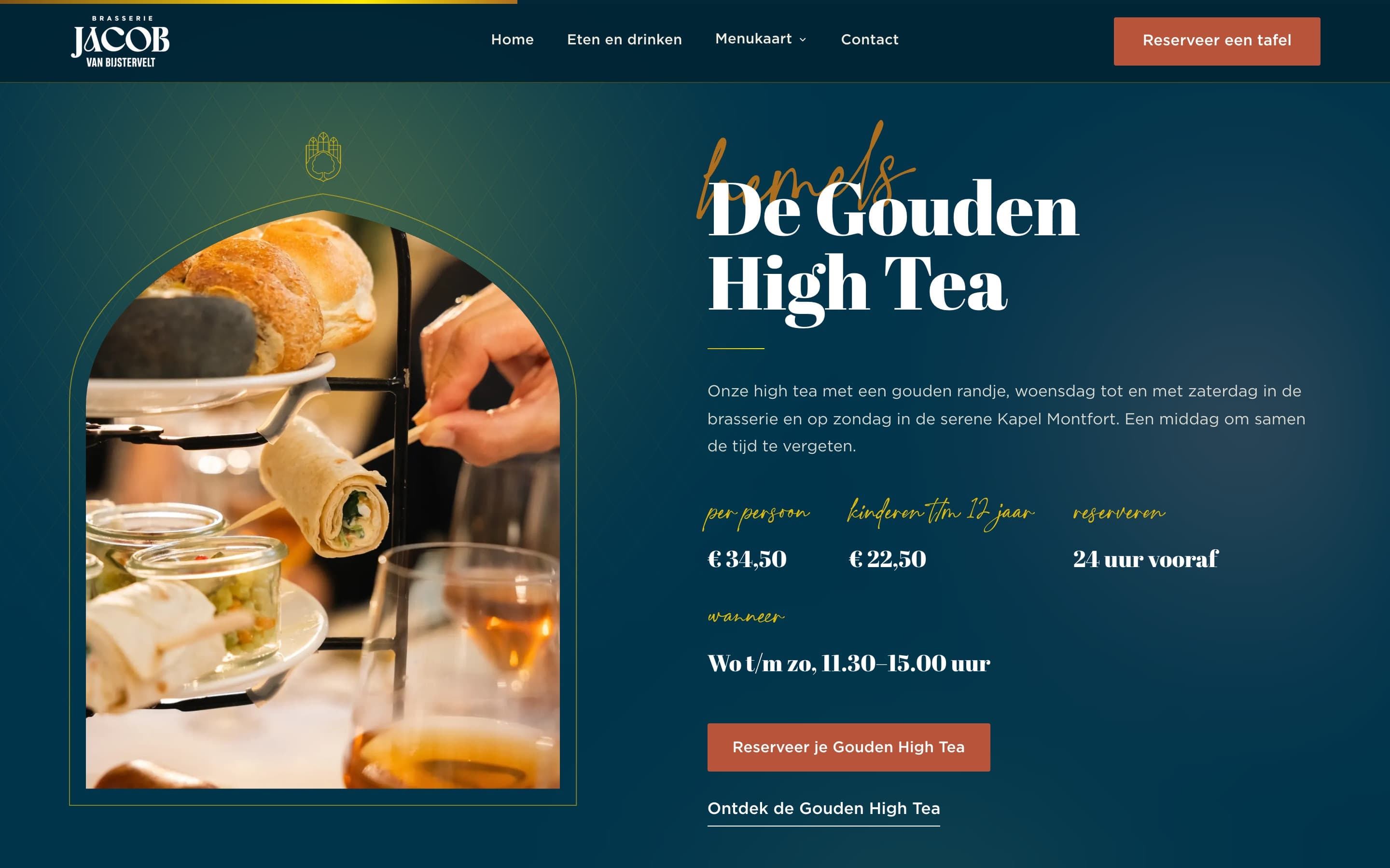 Gouden High Tea-blok in navy met kapellicht