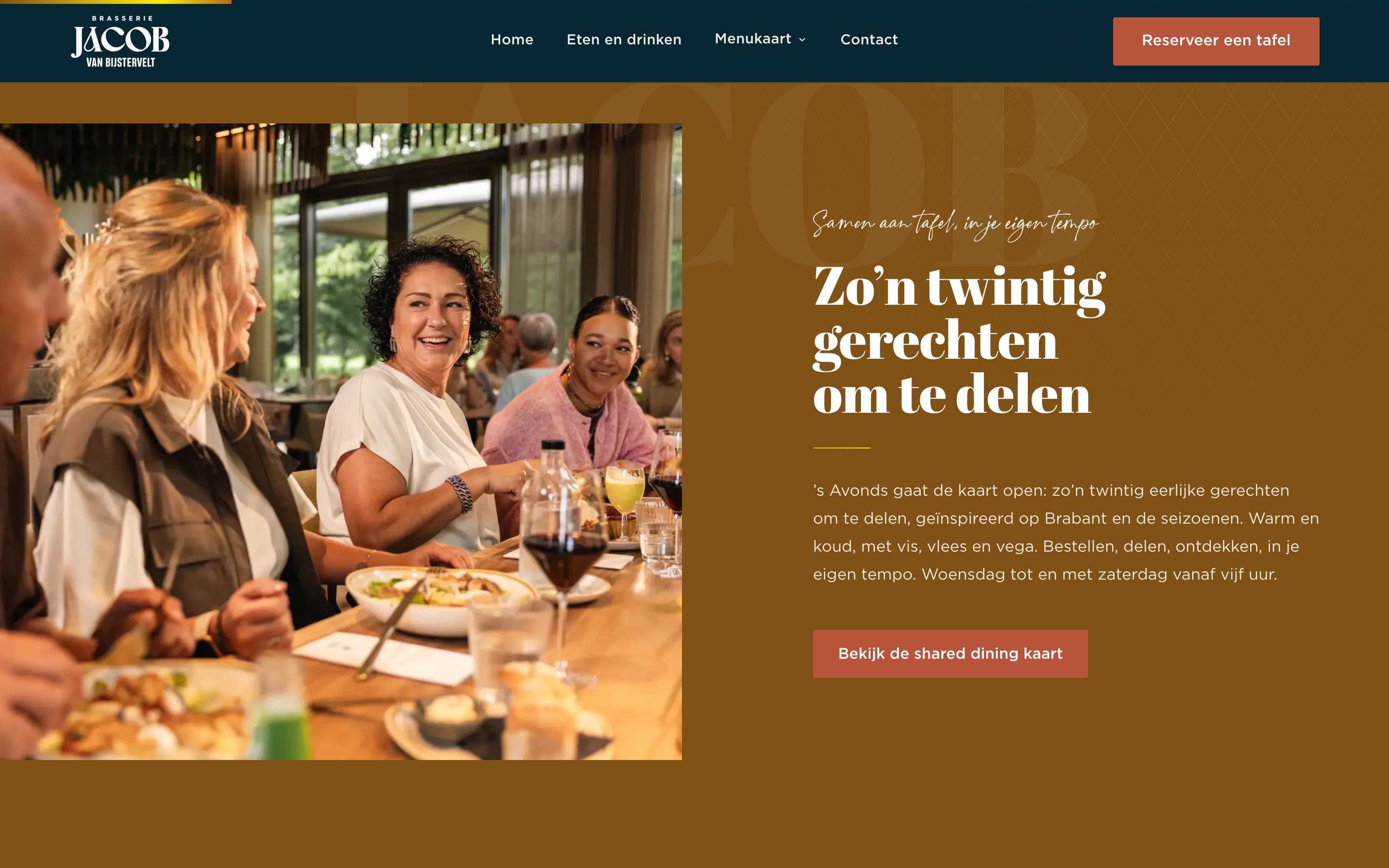 Shared dining-blok op de homepage van Jacob van Bijstervelt